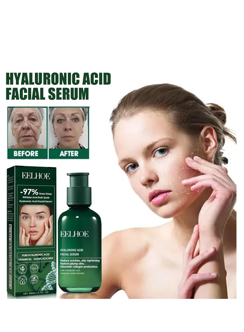 إيلهو مصل الوجه بحمض الهيالورونيك ، سيروم شد البشرة ، سيروم شد البشرة ، سيروم شد البشرة للوجه والرقبة ، سيروم شد البشرة للوجه والرقبة لجميع أنواع البشرة 80 مل - Image 2