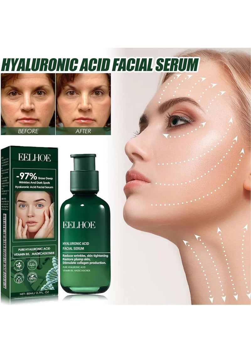 إيلهو مصل الوجه بحمض الهيالورونيك ، سيروم شد البشرة ، سيروم شد البشرة ، سيروم شد البشرة للوجه والرقبة ، سيروم شد البشرة للوجه والرقبة لجميع أنواع البشرة 80 مل - Image 3