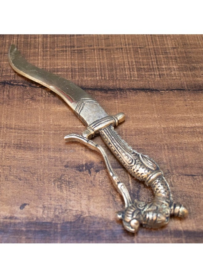Mohan Jodero Elegant Brass Khanjar In Superfine Brass Antique Finished With Dragon Head And Handle Adventure Showpiece/Collectibles, 23.5 Centimeters, 5.4 Centimeters, 25.4 Centimeters - Image 1