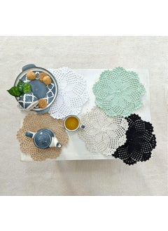 Happy Threads Happy Threads | Lacy Cotton Handmade, Crochet Doilies, Beautiful Placemats for Dining Table and Home Decor (Set of 2) (Green)  - Image 4