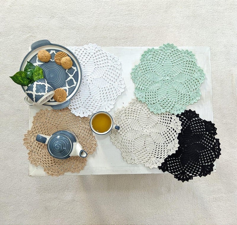 Happy Threads | Lacy Cotton Handmade, Crochet Doilies, Beautiful Placemats for Dining Table and Home Decor (Set of 2) (Green) - Image 4