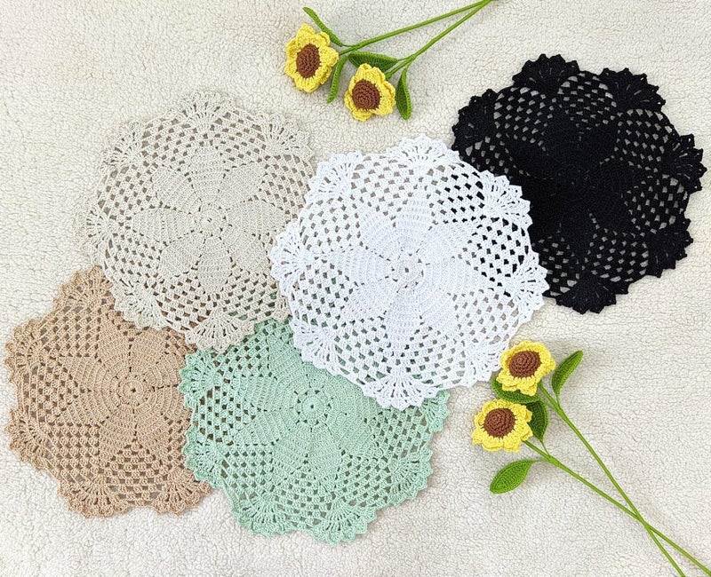 Happy Threads | Lacy Cotton Handmade, Crochet Doilies, Beautiful Placemats for Dining Table and Home Decor (Set of 2) (Green) - Image 3