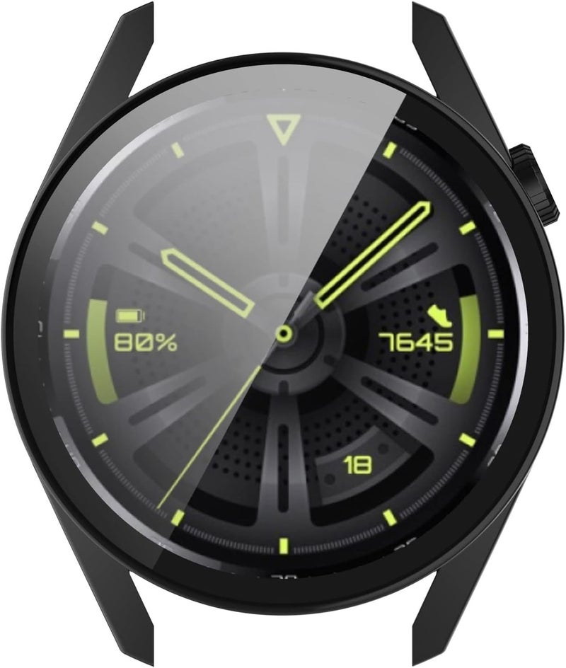 Disscool Cover Compatible with Huawei Watch GT3 42mm Soft Anti Drop SmartWatch Protective Case Skin, PC Material with Real Glass Black - Image 4