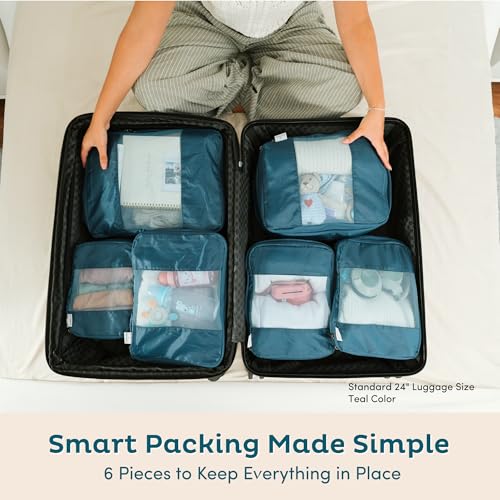 Nook Theory 6-Pack Large Compression Packing Cubes for Travel - Lightweight Compression Packing Cube Set, Water-Resistant Luggage Organizer Bags & Suitcase Organizers, Travel Cubes for Carry-On, Checked Luggage - Image 2