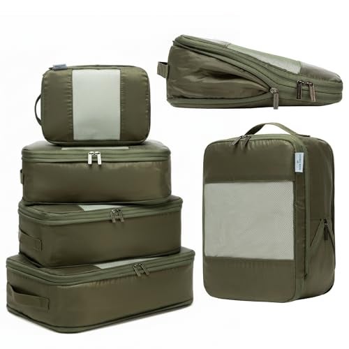 Nook Theory 6-Pack Large Compression Packing Cubes for Travel - Lightweight Compression Packing Cube Set, Water-Resistant Luggage Organizer Bags & Suitcase Organizers, Travel Cubes for Carry-On, Checked Luggage - Image 1