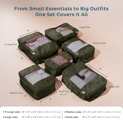 Nook Theory 6-Pack Large Compression Packing Cubes for Travel - Lightweight Compression Packing Cube Set, Water-Resistant Luggage Organizer Bags & Suitcase Organizers, Travel Cubes for Carry-On, Checked Luggage - Image 4