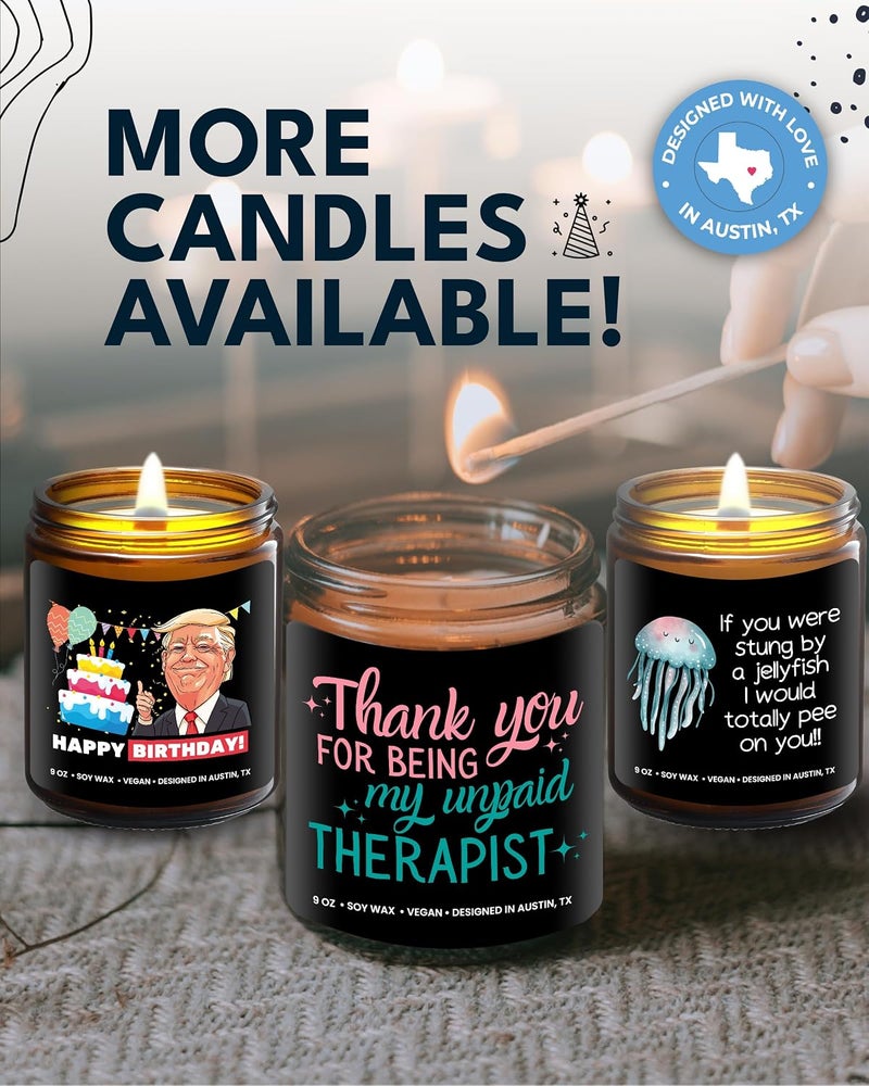 Rosa Vila Funny Candle for Best Friend - Thank You for Being My Unpaid Therapist, Friendship Gift for Women, Birthday, Christmas - Gift-Ready - Image 5