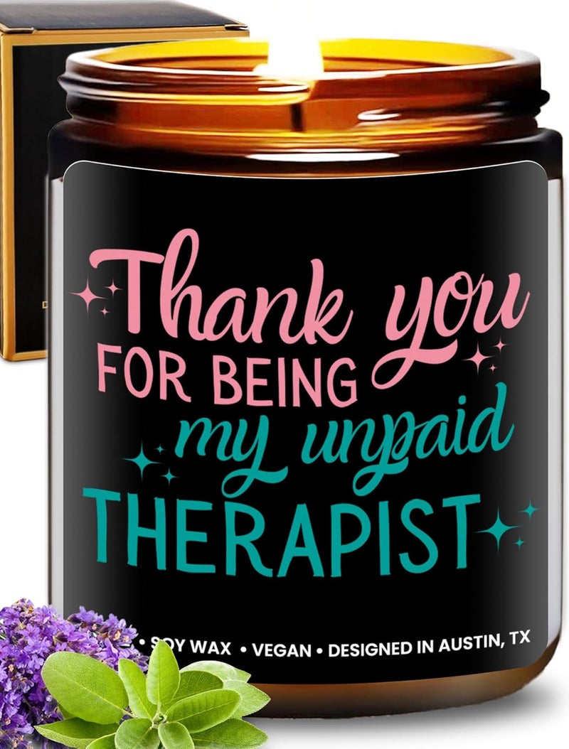 Rosa Vila Funny Candle for Best Friend - Thank You for Being My Unpaid Therapist, Friendship Gift for Women, Birthday, Christmas - Gift-Ready - Image 1