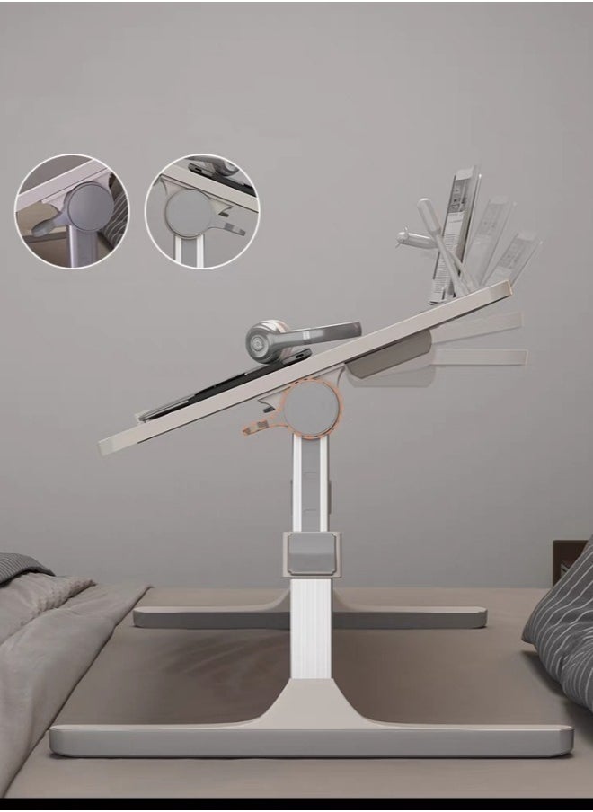 EXCLIFE - Folding Bed Laptop Table - E-Table Foldable Adjustable Laptop Home Desk& Study Table 60 x 40cm Grey white - Image 1