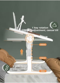 EXCLIFE Folding Bed Laptop Table - E-Table Foldable Adjustable Laptop Home Desk& Study Table 60 x 40cm Grey white  - Image 2