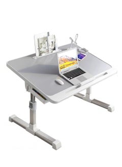 EXCLIFE Folding Bed Laptop Table - E-Table Foldable Adjustable Laptop Home Desk& Study Table 60 x 40cm Grey white  - Image 5