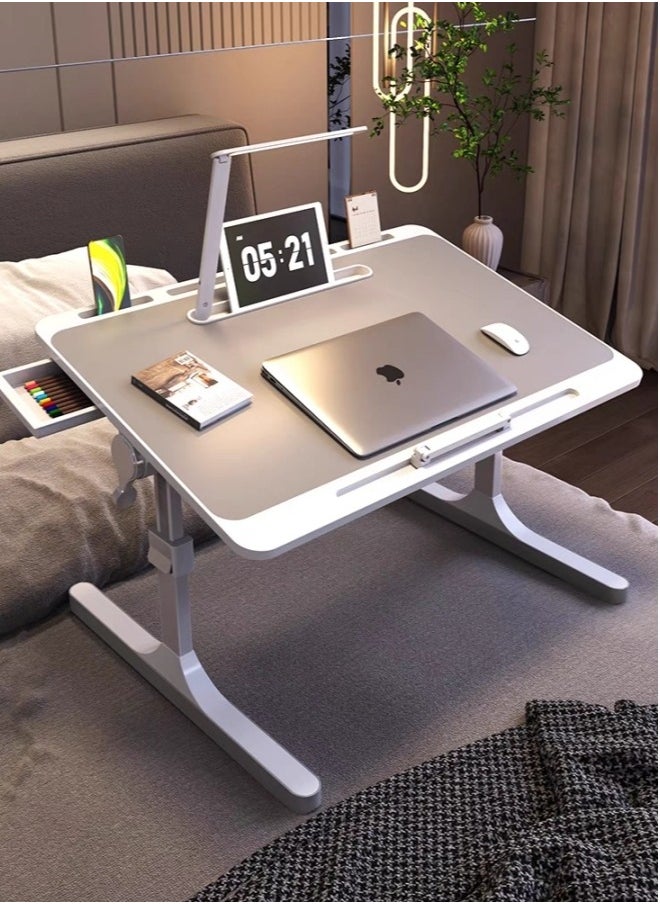 EXCLIFE - Folding Bed Laptop Table - E-Table Foldable Adjustable Laptop Home Desk& Study Table 60 x 40cm Grey white - Image 1