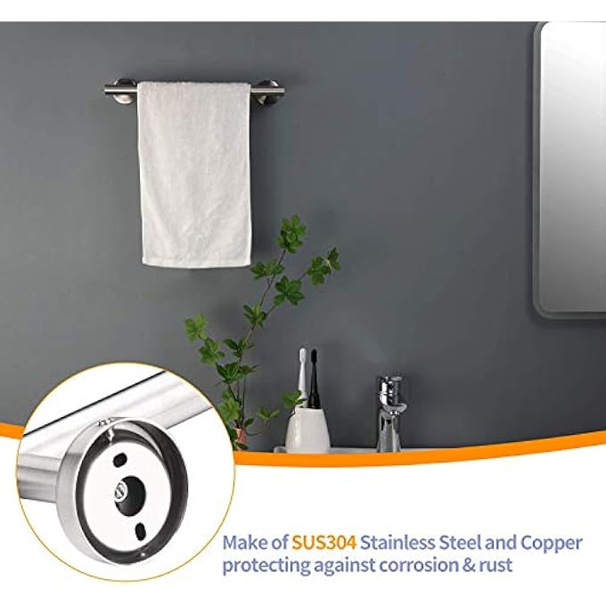 حامل مناشف فردي من الفولاذ المقاوم للصدأ للحمام والمطبخ وحامل مناشف اليد وشماعة مناشف الأطباق وقضيب مناشف مقاوم للماء مثبت على الحائط مقاس 12 بوصة - Image 5
