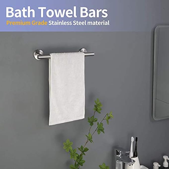 حامل مناشف فردي من الفولاذ المقاوم للصدأ للحمام والمطبخ وحامل مناشف اليد وشماعة مناشف الأطباق وقضيب مناشف مقاوم للماء مثبت على الحائط مقاس 12 بوصة - Image 4