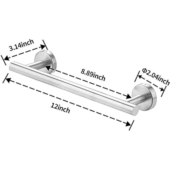 حامل مناشف فردي من الفولاذ المقاوم للصدأ للحمام والمطبخ وحامل مناشف اليد وشماعة مناشف الأطباق وقضيب مناشف مقاوم للماء مثبت على الحائط مقاس 12 بوصة - Image 3