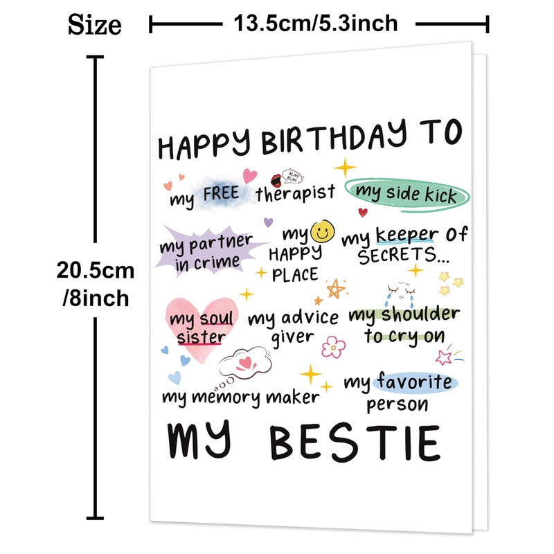 MQMRYeto Funny Birthday Card for Women Sister, Happy Bday Gifts for Bestie, Bestie & Friendship Birthday Card - Image 2