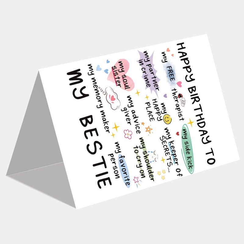 MQMRYeto Funny Birthday Card for Women Sister, Happy Bday Gifts for Bestie, Bestie & Friendship Birthday Card - Image 4