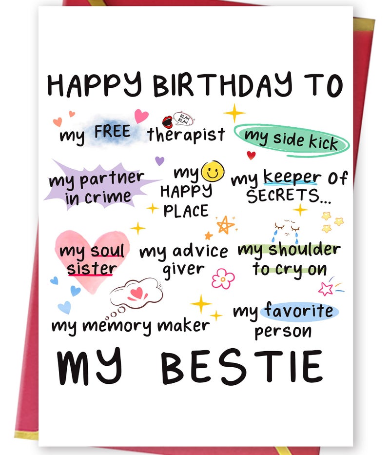 MQMRYeto Funny Birthday Card for Women Sister, Happy Bday Gifts for Bestie, Bestie & Friendship Birthday Card - Image 1