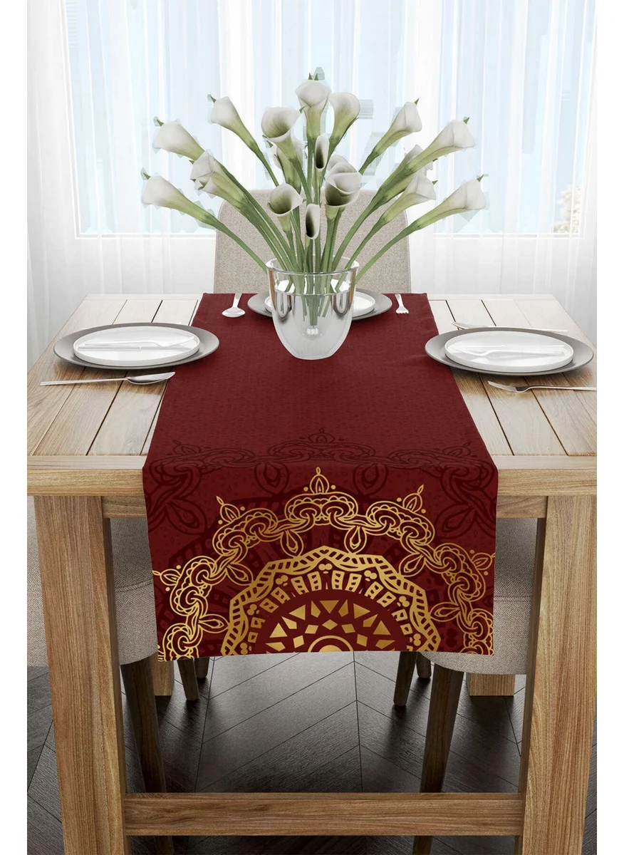 Cango Home Red Claret Red Ramadan Themed Decorative Patterned Digital Printed Runner CGH1298-2-RN