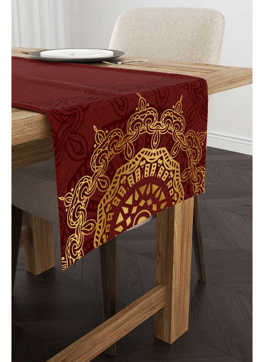 Cango Home Red Claret Red Ramadan Themed Decorative Patterned Digital Printed Runner CGH1298-2-RN