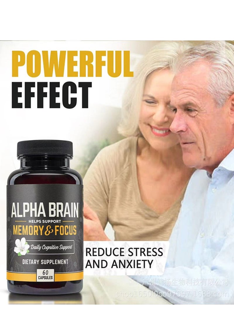 Alpha - Nootropic Brain Supplement for Men and Women  Memory Mental Clarity  Cognitive Improvement  Focus Capsules with 60 Count - Image 1