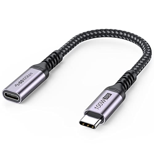 DteeDck USB C Extension Cable 6 inch Short, Full-Function Extender USB 3.2 Gen 2 Type C Male to Female Cord 100W Fast Charge 10Gbps Transfer 4K@60Hz Video for Monitor Laptop Tablet Mobile Phone -0.5Ft - Image 1