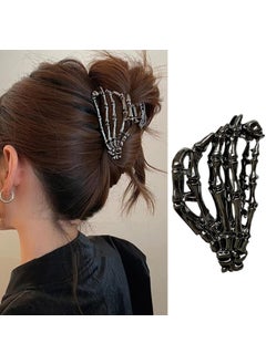 HOXIEYA 2024 Halloween Hair Claw Clip Dark Gray Skull Bones Hair Clip Funny Hair Accessories for Women Girls Halloween Claw Clips for Thick Hair Strong Hold Hair Jaw Clips for Halloween Party Gift black 