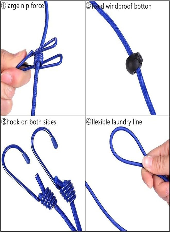 NFI essentials Portable Multi Functional Drying Rope with 12 Clips and 2 Hooks/Portable Outdoor Travel Clothesline Rope Clothes Hanging Hook - Image 2