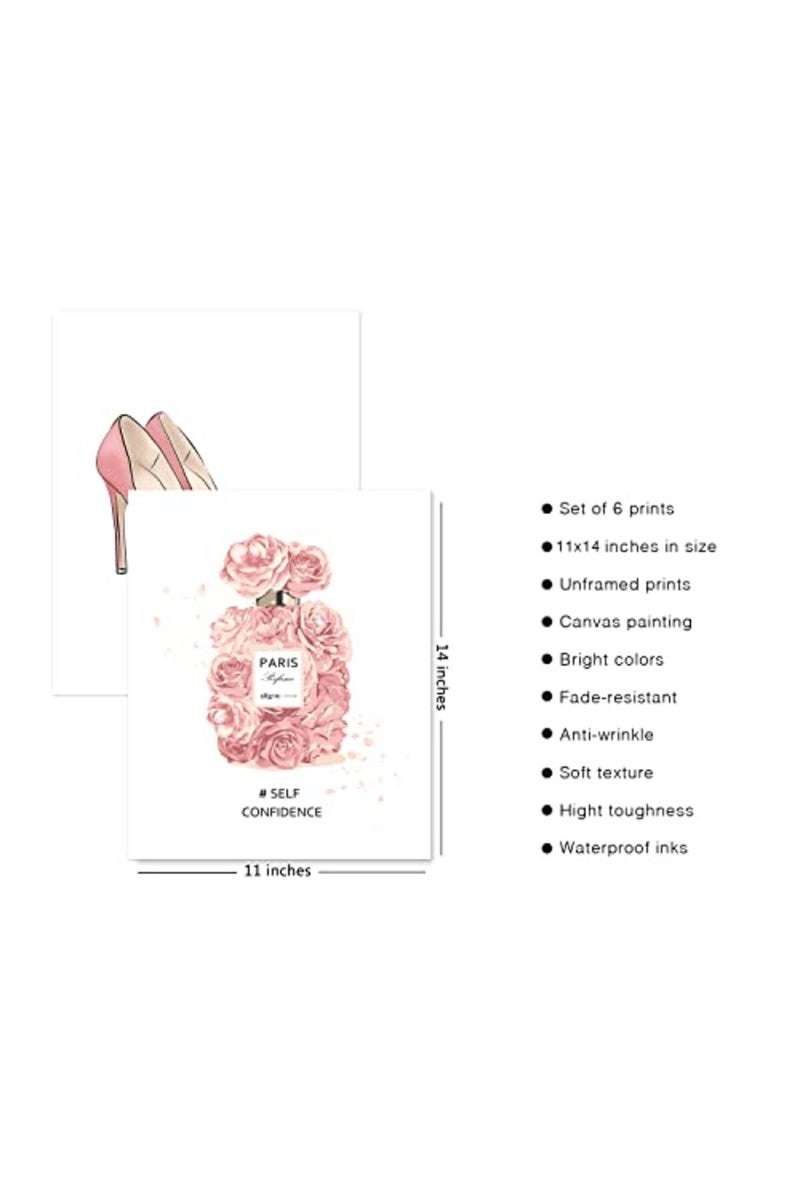 HoozGee Fashion Wall Art Prints Minimalist Wall Decor Line Love Theme Gallery Wall Art Poster Dress High Heel Daisy Flower Perfume Elements Fashion Motto Art Decor (11"x14" UNFRAMED) - Image 4