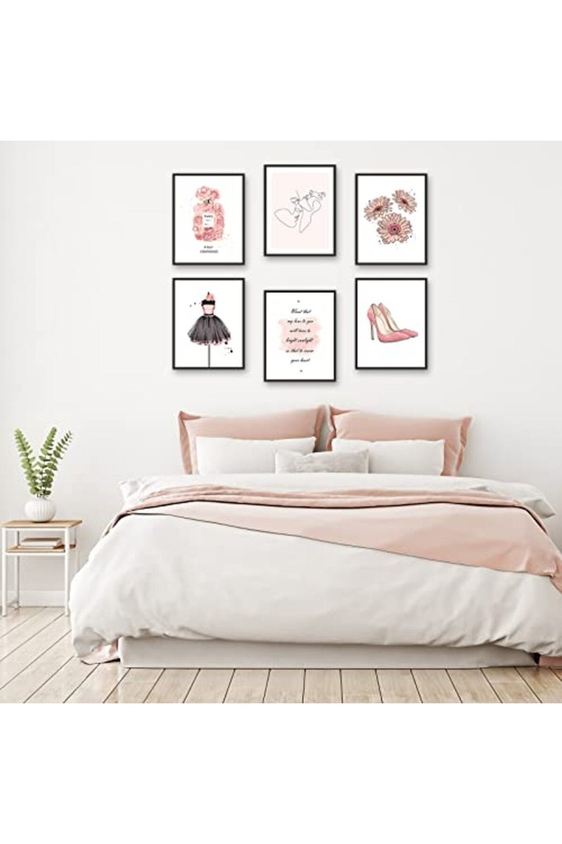 HoozGee Fashion Wall Art Prints Minimalist Wall Decor Line Love Theme Gallery Wall Art Poster Dress High Heel Daisy Flower Perfume Elements Fashion Motto Art Decor (11"x14" UNFRAMED) - Image 2
