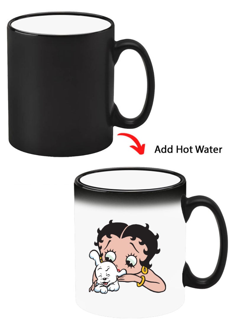 Theodor Color Changing Heat Sensitive Ceramic Mug, Image Revealed When HOT Liquid is Added! Betty Boop with dog - Image 1