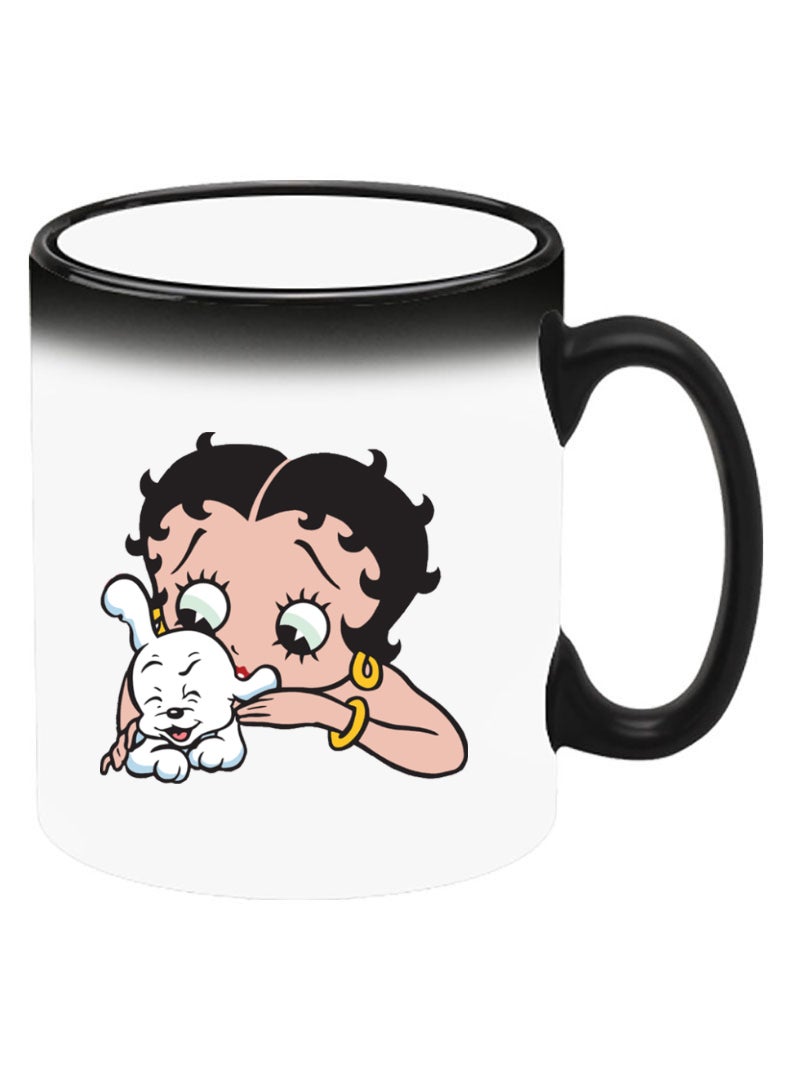 Theodor Color Changing Heat Sensitive Ceramic Mug, Image Revealed When HOT Liquid is Added! Betty Boop with dog - Image 2