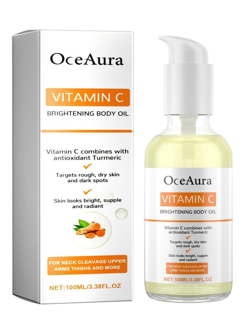 OceAura Vitamin C Body Oil, Vitamin C Oil, Massage Oil, Moisturizing Body Oil, Hydrating Body Oil, Body Oil For Dry Skin, Body Oil For Face, Skin, Hair, Massage, Lip For Skin And Stretch Marks 100ml - Image 1