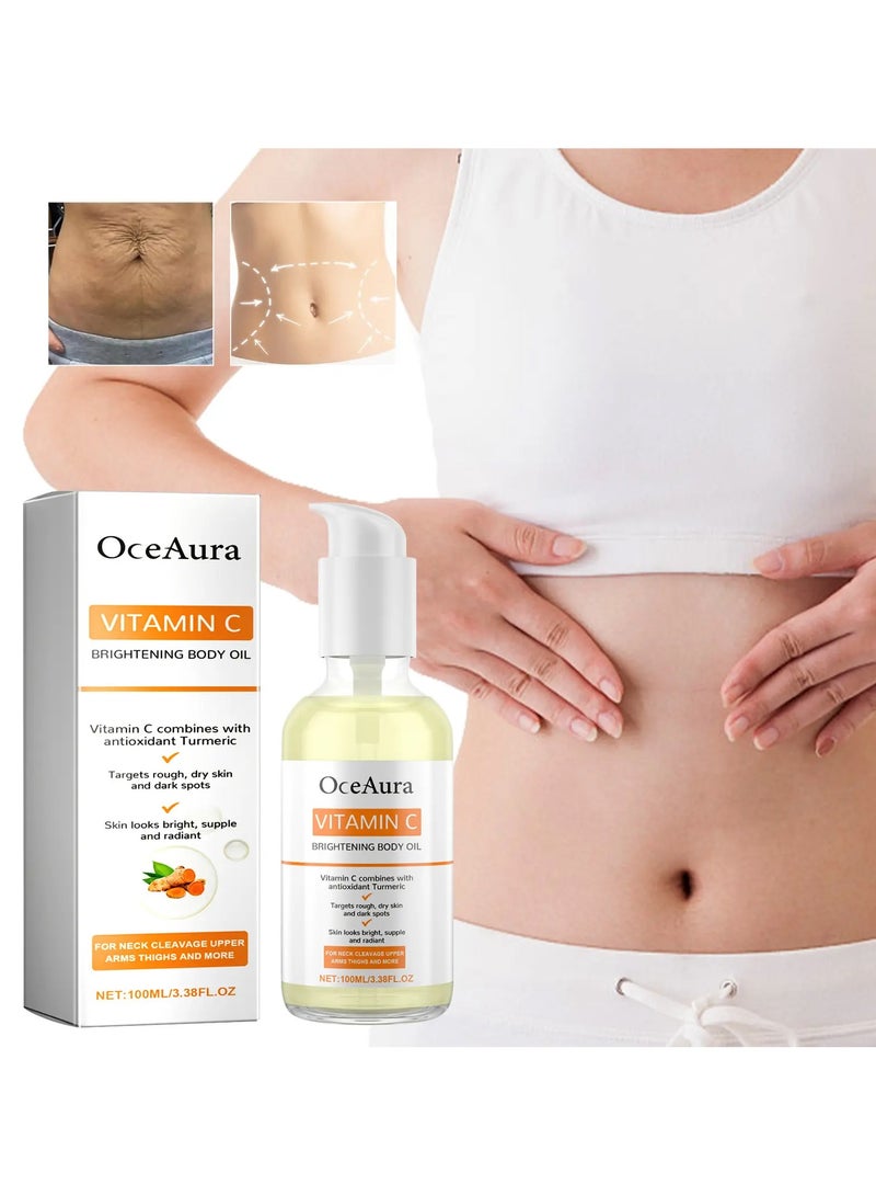 OceAura Vitamin C Body Oil, Vitamin C Oil, Massage Oil, Moisturizing Body Oil, Hydrating Body Oil, Body Oil For Dry Skin, Body Oil For Face, Skin, Hair, Massage, Lip For Skin And Stretch Marks 100ml - Image 2
