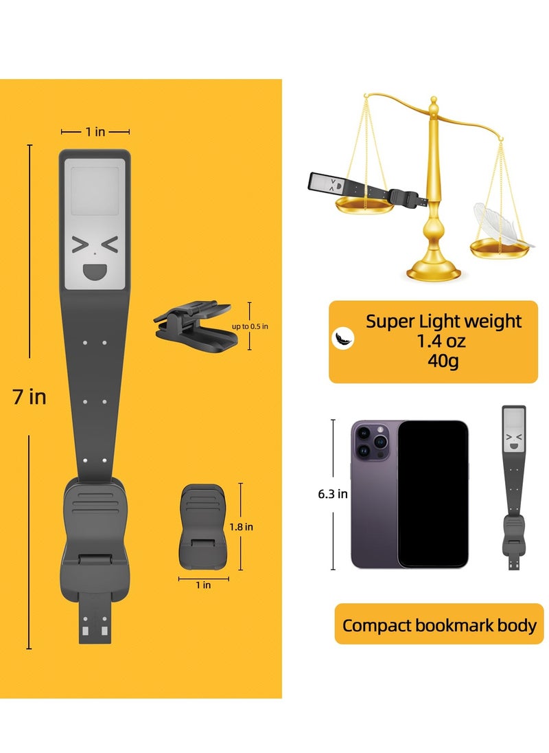 Excefore - Lightweight Rechargeable 9 LED Amber Book Light, Portable Rechargeable Reading Lamp for Kindle, for Kindle, Travel,and Study,Bookmark Light with 3 Colors & Stepless Dimming - Image 1