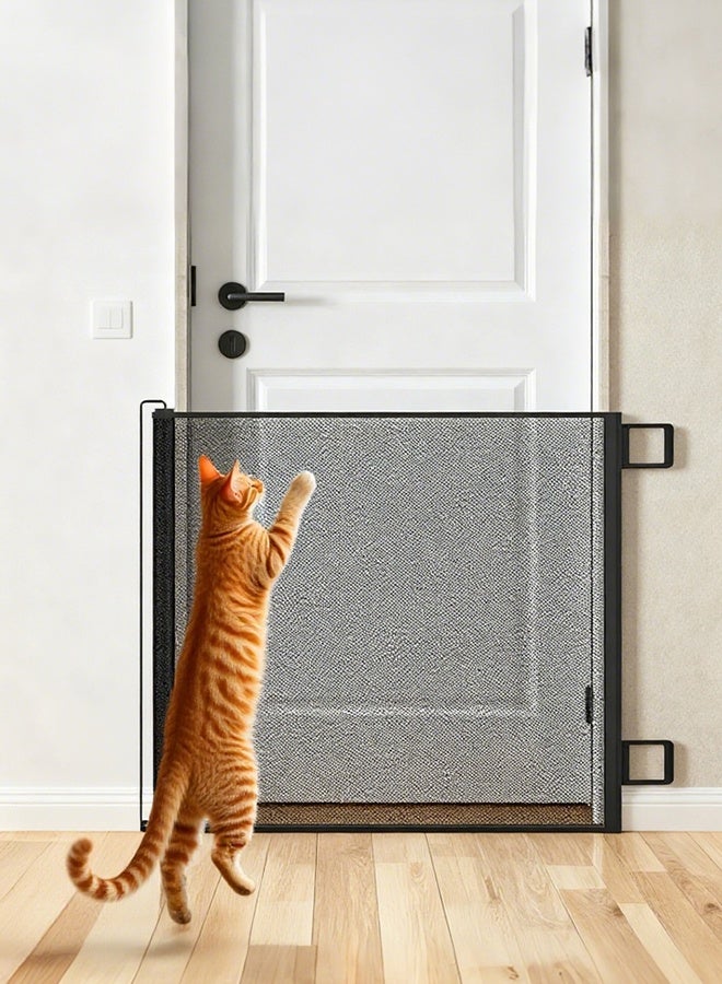 Walpck Mesh Dog Gate Retractable – Extendable Pet Mesh Fence, Extra Wide Child Gate Tool-Free Barrier Panel | Indoor Safety Gate for Doorways, Staircase, Porch Entry, Jump Stopper for Dogs and Small Pets (black, 110cm*78cm) - Image 3
