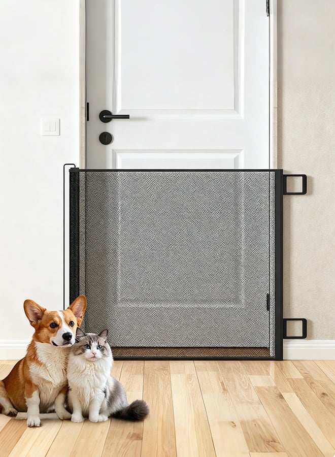 Walpck Mesh Dog Gate Retractable – Extendable Pet Mesh Fence, Extra Wide Child Gate Tool-Free Barrier Panel | Indoor Safety Gate for Doorways, Staircase, Porch Entry, Jump Stopper for Dogs and Small Pets (black, 110cm*78cm) - Image 2