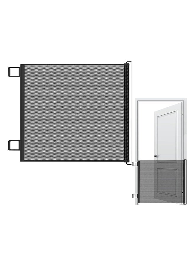 Walpck Mesh Dog Gate Retractable – Extendable Pet Mesh Fence, Extra Wide Child Gate Tool-Free Barrier Panel | Indoor Safety Gate for Doorways, Staircase, Porch Entry, Jump Stopper for Dogs and Small Pets (black, 110cm*78cm) - Image 1