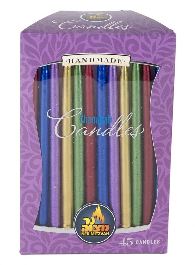Ner Mitzvah Dripless Chanukah Candles Standard Size, Metallic Multicolored Hanukkah Candles Fits Most Menorahs, Premium Quality Wax for All 8 Nights of Hanukkah - Count 45 - Image 5