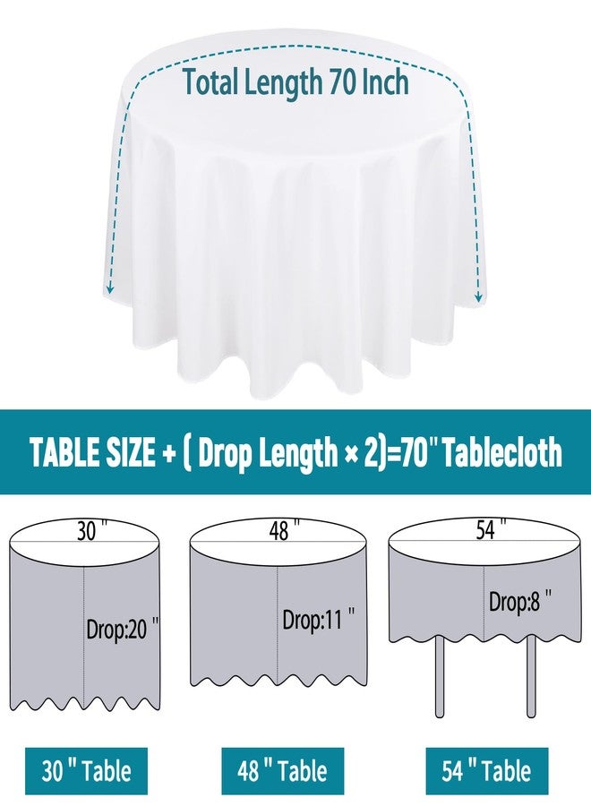 Kesfey 6 Packs Round Tablecloth 70 Inches White Polyester Table Cloths Stain and Wrinkle Resistant Tablecloths for Round Tables Washable Circle Fabric Tablecovers for Wedding Camping Banquet Parties - Image 2