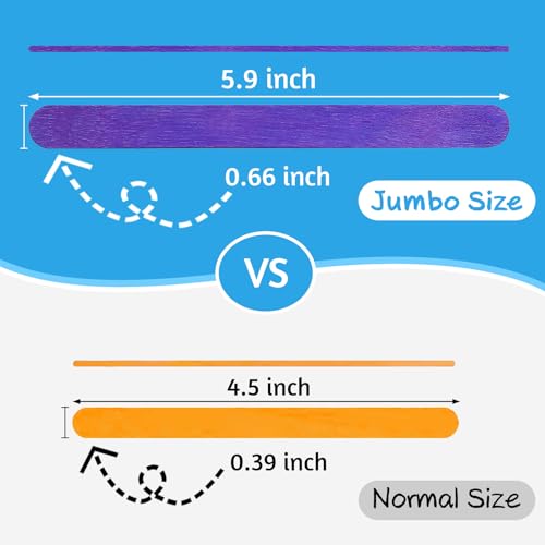 WISYOK 120 Pcs 6” Colored Jumbo Wooden Craft Sticks - Rainbow Wooden Popsicle Sticks for Creative Designs or Kids Education, Home Art Projects - Image 3