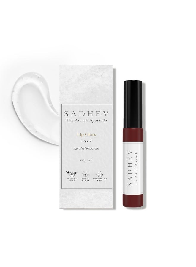 Sadhev Ayurvedic Crystal Lip Gloss With Hyaluronic Acid & Almond | Natural Glossy Shine | Hydrates, Plumps & Nourishes Lips (5 ml) - Image 1
