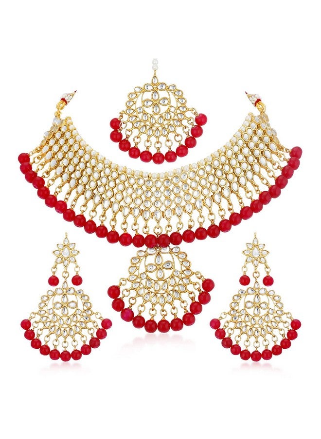 Sukkhi طقم قلادة تشوكر مزينة بالكندنا الذهبي للنساء (N73542_D1) - Image 1