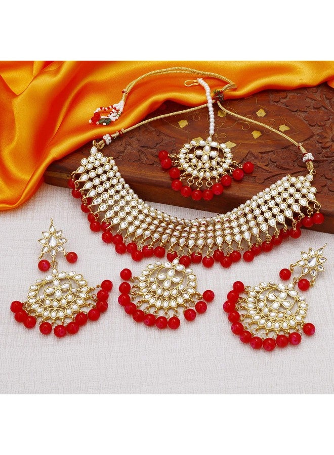 Sukkhi طقم قلادة تشوكر مزينة بالكندنا الذهبي للنساء (N73542_D1) - Image 2