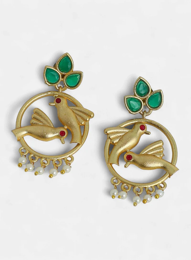 Sohi  Women The Halo-Bird Drop Earrings | Antique Gold Colour | One-Size | Artificial Stone Alloy Material | Push Back Closure | Earrings For Evening & Party Wear for Women | Best Price UAE