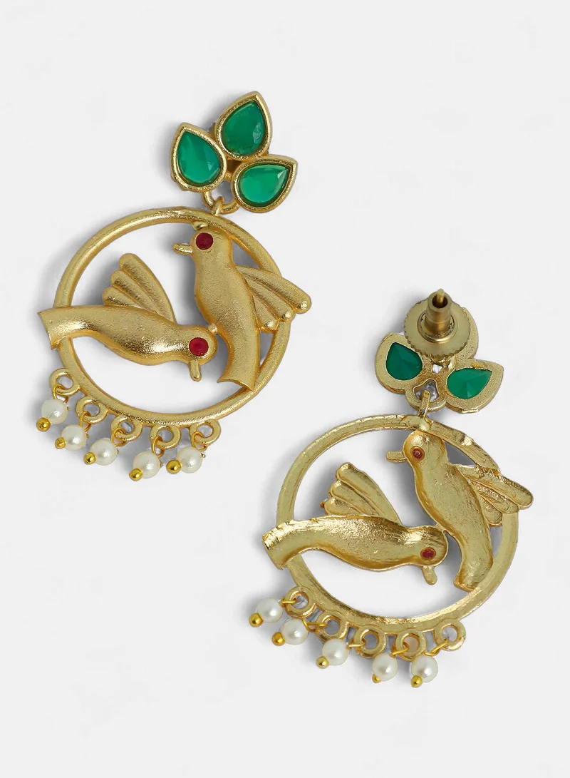 Sohi  Women The Halo-Bird Drop Earrings | Antique Gold Colour | One-Size | Artificial Stone Alloy Material | Push Back Closure | Earrings For Evening & Party Wear for Women | Best Price UAE