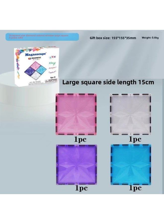 Magnescape Octagon Star Color Window Magnetic Sheet Diamond Surface Strong Magnetic Sheet Export Same-Color:Star Diamond 15cm Square 4 Color Box  - Image 1