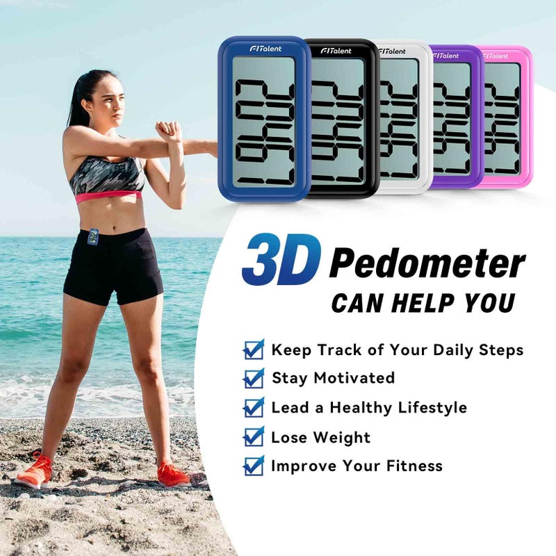 CHAMPOWER Pedometer for Walking, Super Portable Accurately Pedometer for Kids Women Seniors, 3D Step Counter for Walking, Digital Step Tracker with Clip Lanyard, Black - Image 5