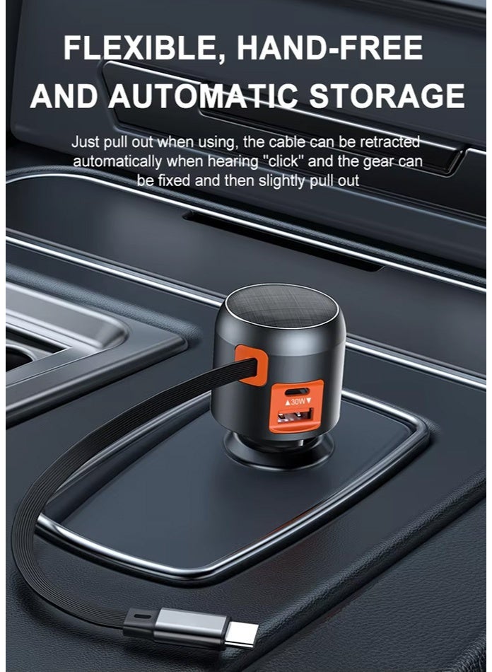 Best 3-in-1 Retractable Fast Car Charger | PD30W + QC30W Super-Fast Charging | Multi-Device Charging | 70cm Cable | 1 USB-A + 2 Type-C Ports | For iPhone, Samsung & All Cars - Image 5