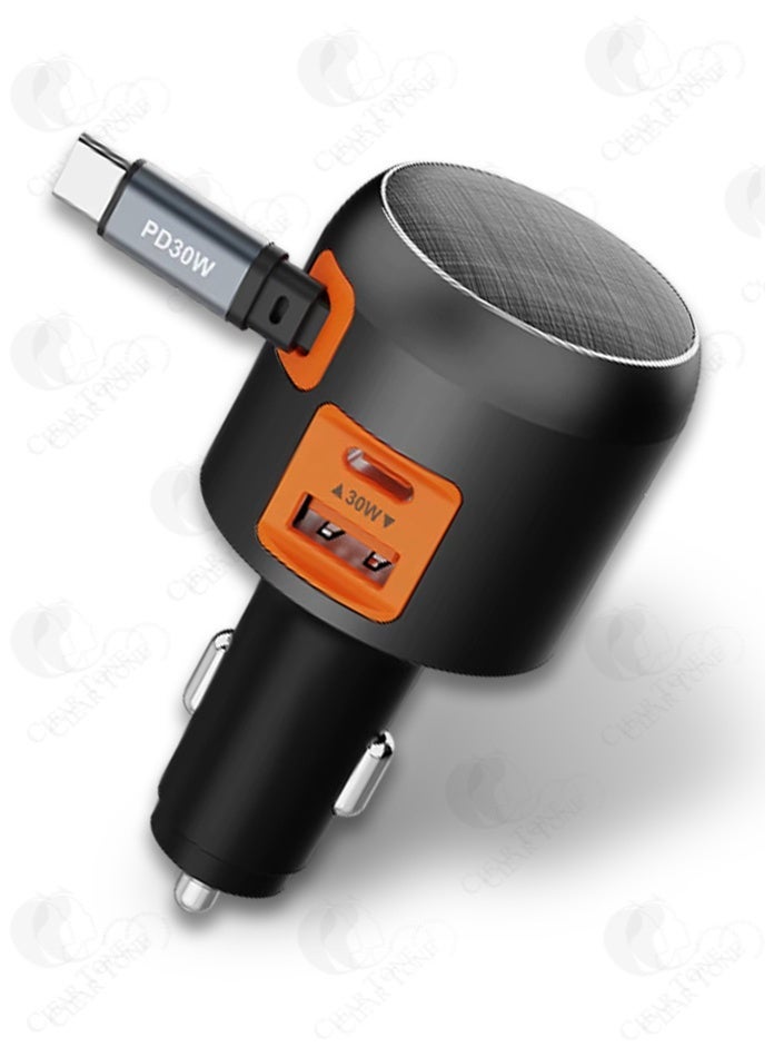 Best 3-in-1 Retractable Fast Car Charger | PD30W + QC30W Super-Fast Charging | Multi-Device Charging | 70cm Cable | 1 USB-A + 2 Type-C Ports | For iPhone, Samsung & All Cars - Image 1
